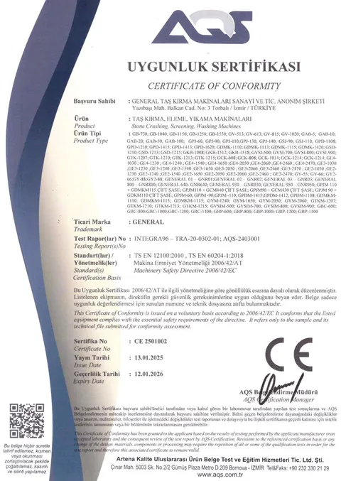 CE Certificate of Conformity (Machinery Directive 2006/42/EC)