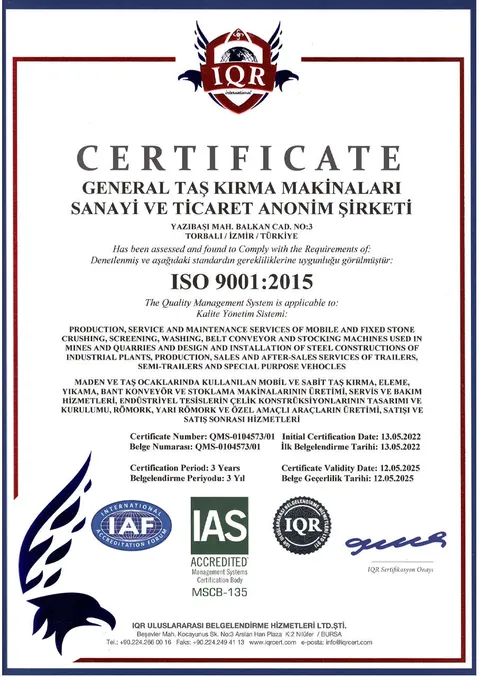 ISO 9001:2015 Quality Management System Certificate